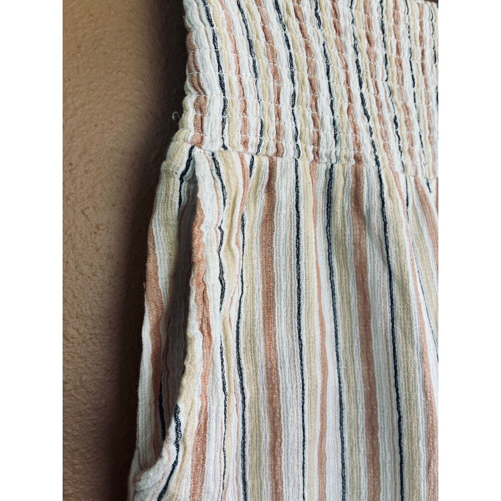 Billabong Pant Wide Leg New Waves Neutral Stripes Cotton Gauze Pockets Size Med - Picture 5 of 11